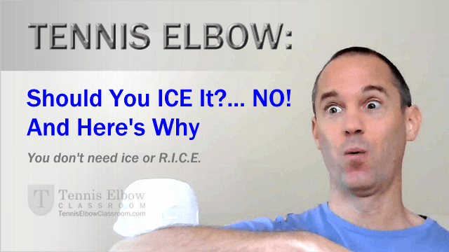 Thumbnail and featured image for Tennis Elbow ice therapy icing treatment video